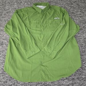 Columbia PFG Tamiami II Shirt Men's XXL Green Long Sleeve Pockets Omni Shade